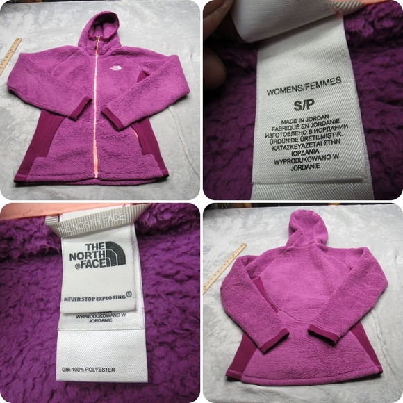 The North Face Jacket Women Small Purple Pink Osito Fuzzy Fleece Hooded Full Zip - Picture 1 of 13